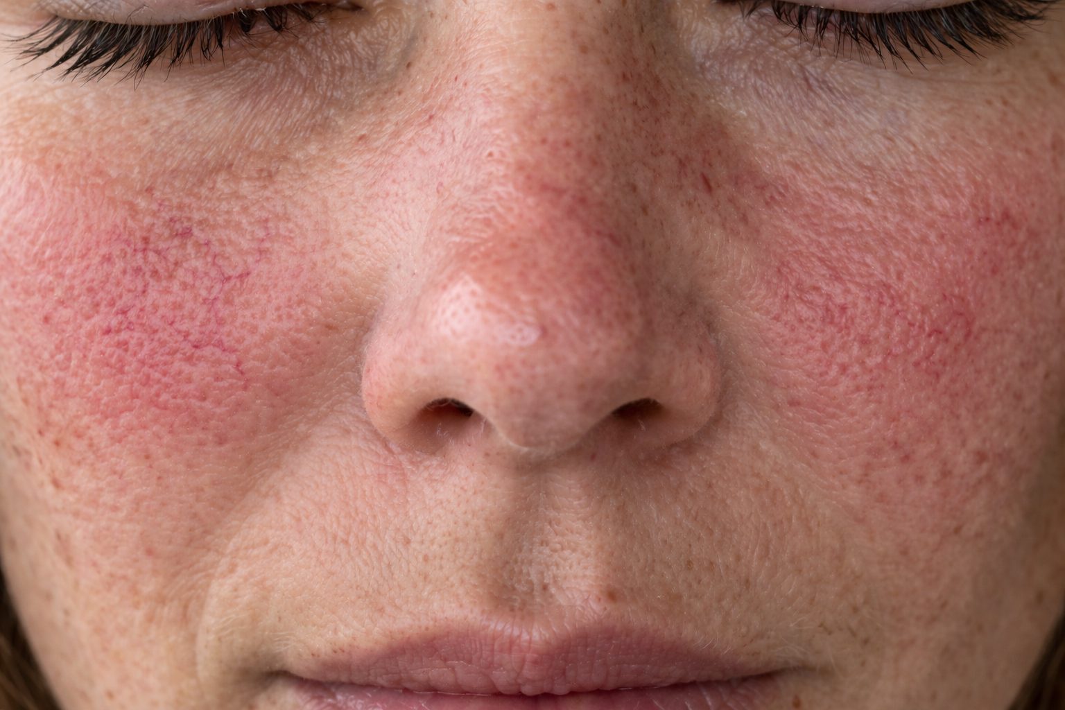 Texture de peau, rougeurs et couperose avant traitement Cutera Excel-V+ à la clinique Le Centre au Québec | Skin texture, redness and rosacea before Cutera Excel-V+ treatment at Le Centre clinic in Quebec